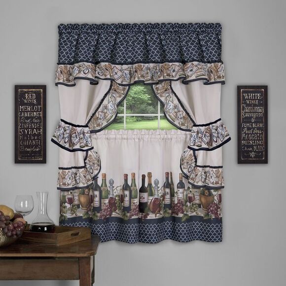 Achim Home Furnishings Chateau Cottage Set - 57x36 - Navy (Pack of 4) - Picture 1 of 1